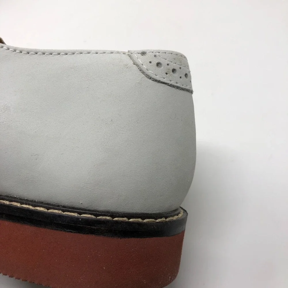 Johnston & Murphy Sheepskin Suede Oxford Loafers Laced Mens 8.5 M Gray Preppy
